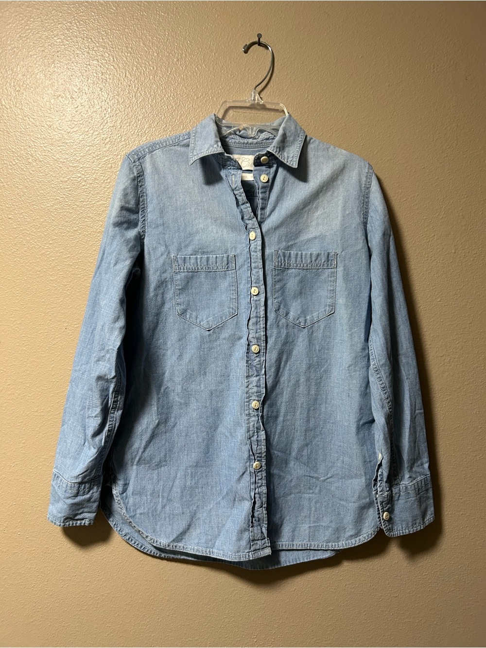 J. Crew Denim Blue Classic Button Down Long Sleeve Top Shirt Women Size XXS 00